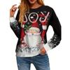 Christmas Santa Claus Print Sweatshirt, Casual Long Sleeve Crew Neck Sweatshirt, Women's Clothing