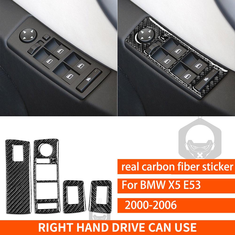 Для BMW X5 E53 2000-2006 Полный комплект накладок на центральную панель, наклейка из настоящего углеродного волокна, аксессуары для интерьера автомобиля