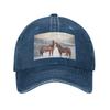 Horses with Snow and Sunset Hills Washed Denim Cap Casual Baseball Caps Adjustable Hat Summer Unisex Baseball Hats