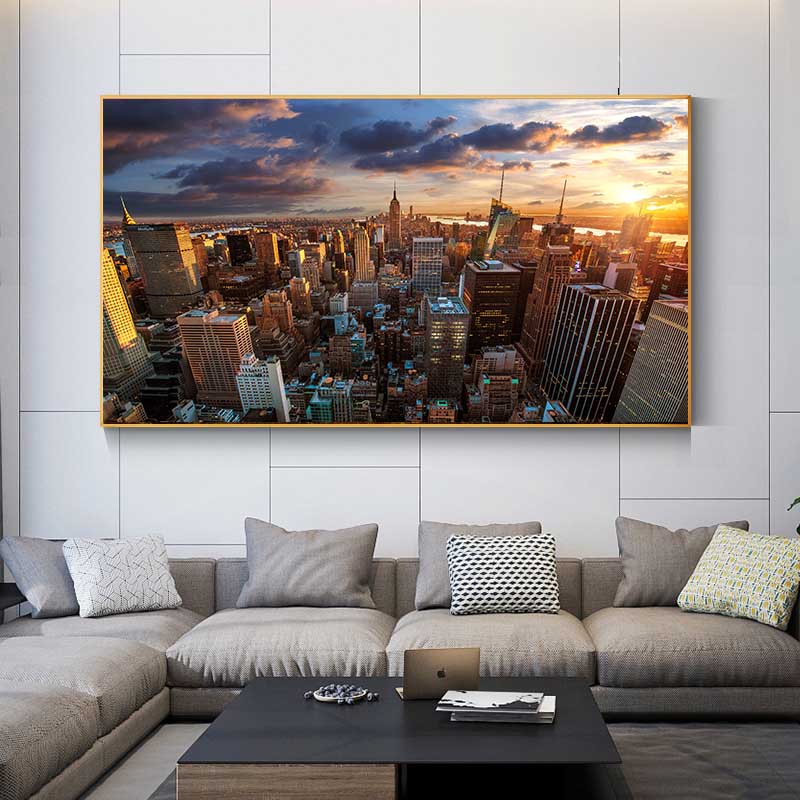 Nordic New York World City Building Canvas Painting Sunset Night Landscape Posters and Prints Wall Pictures Home Decor No Frame
