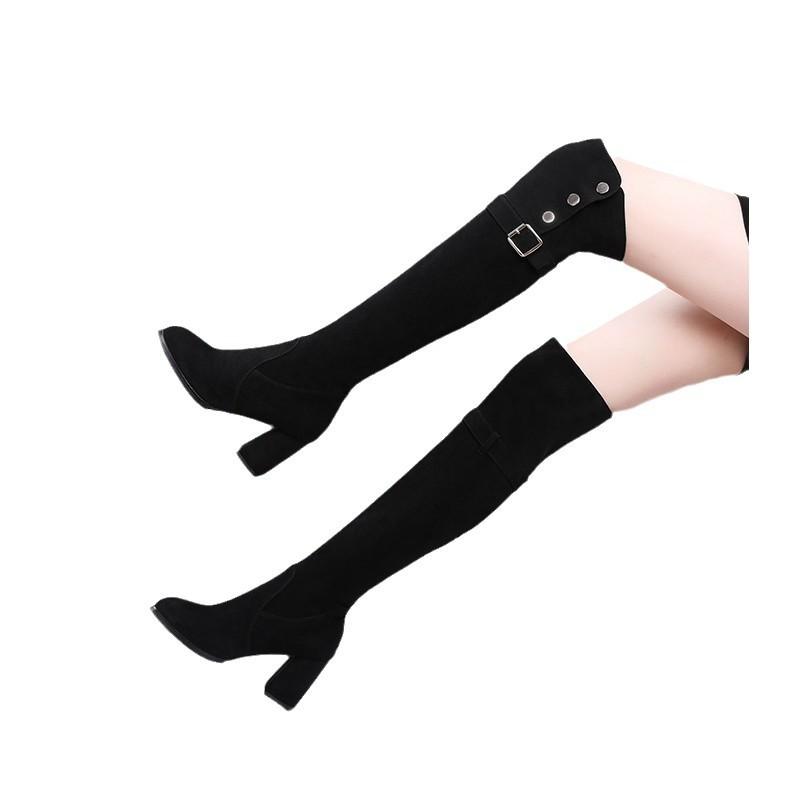 Модные женские длинные сапоги 2024 Осень и Зима Новинка Ботфорты выше колена Теплые Эластичные Стройнящие Сапоги для верховой езды