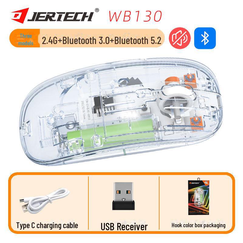 JERTECH Бесшумная беспроводная Bluetooth перезаряжаемая многорежимная мышь