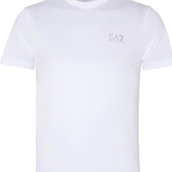 Emporio Armani Мужская повседневная футболка EA7 с буквенным логотипом, круглым вырезом и коротким рукавом, топ, белая 8NPT51-PJM9Z-0100