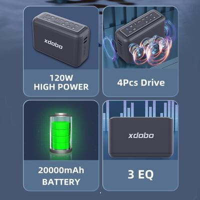Портативная беспроводная колонка XDOBO X8 Pro с двумя микрофонами, технология BT5.2, водонепроницаемость IPX5