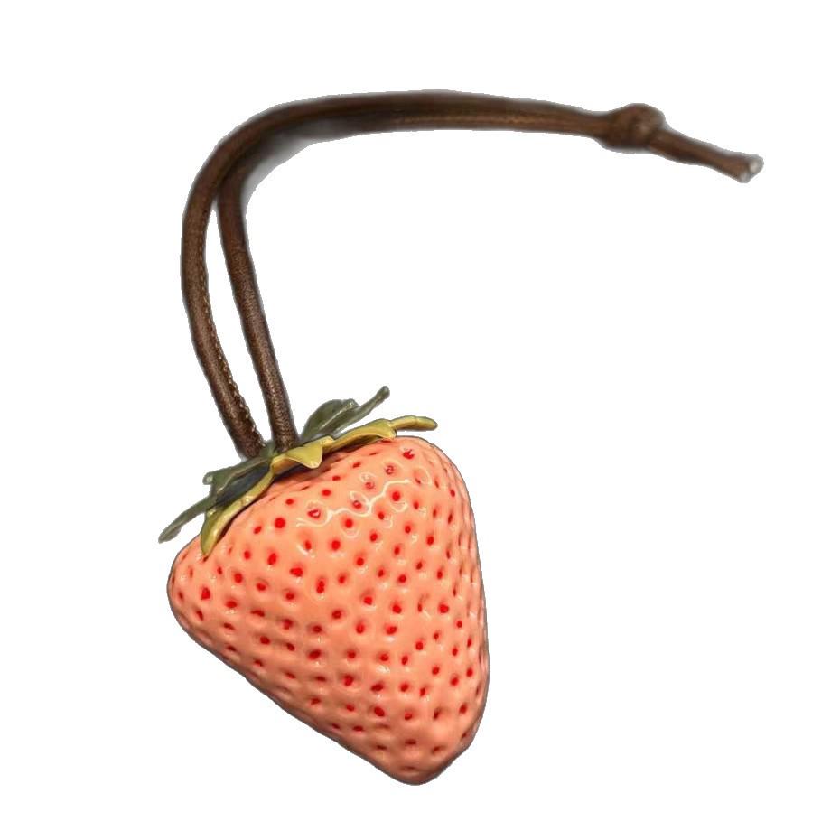 High-End Cute Strawberry Pendant: Fashionable 3D Bag Charm and Backpack Accessory for Couples