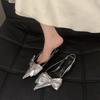 High-end Silver Bow Temperament Single Shoes Shoes Women's 2024 New Popular Spring and Summer Bag Head High-heeled Sandals