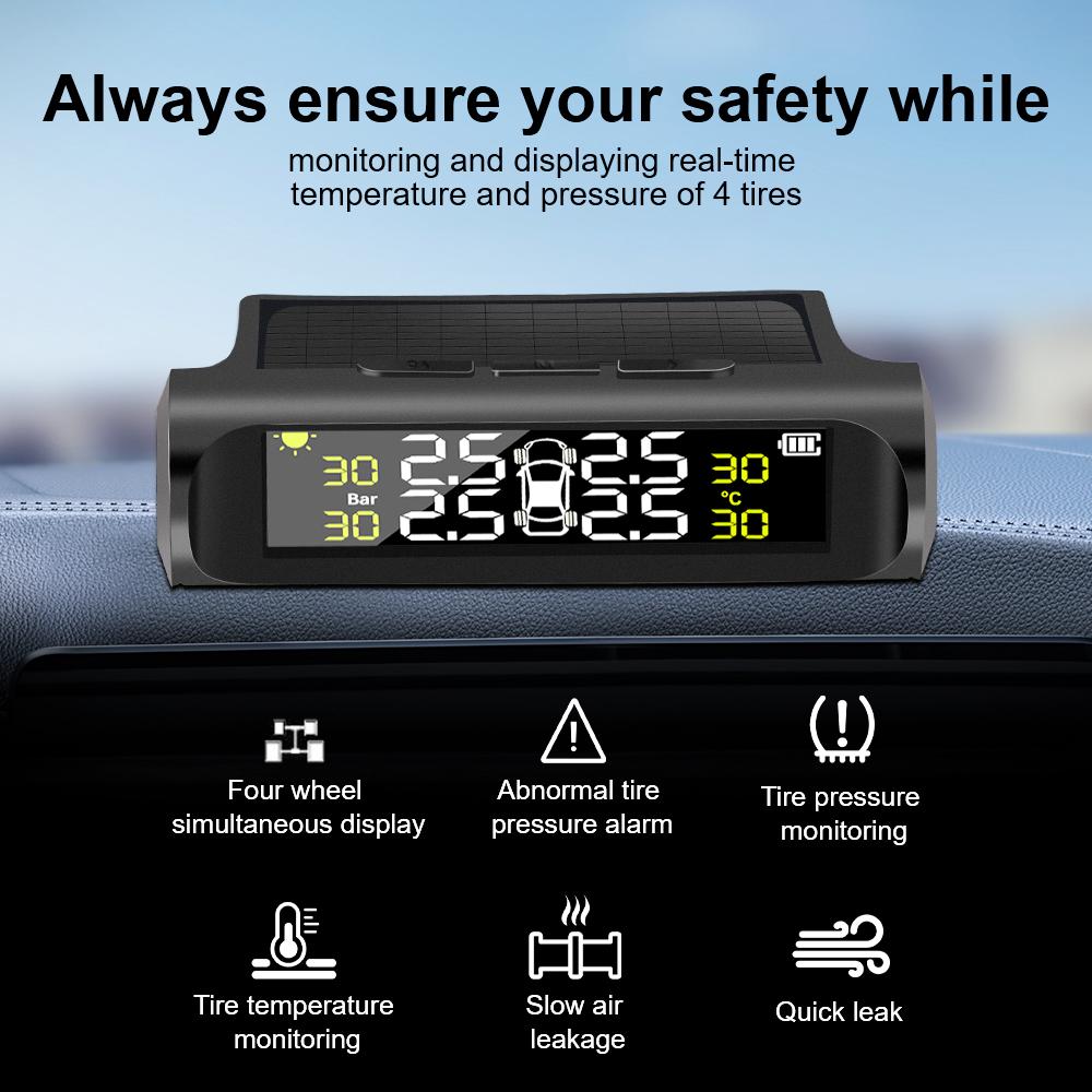 Автомобильная TPMS Цифровой ЖК-дисплей Универсальная с 4 внешними датчиками Система контроля давления в шинах Автомобильные системы охранной сигнализации