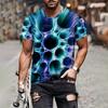 Summer Round Neck 3D Abstract Psychedelic Bubble Pattern Print Top Fashionable Casual Short Sleeved Men's T-shirts