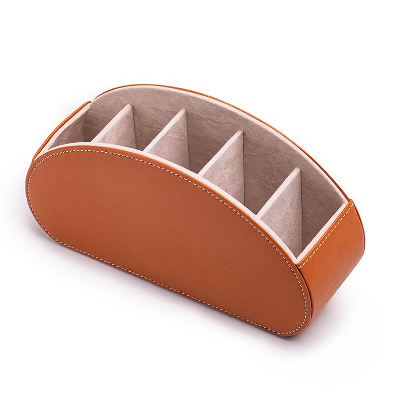 Hot Sale New In 5 Grid Pu Leather Organizer Remote Control Phone And Tv Holder Desk Storage Box Cosmetics Brush