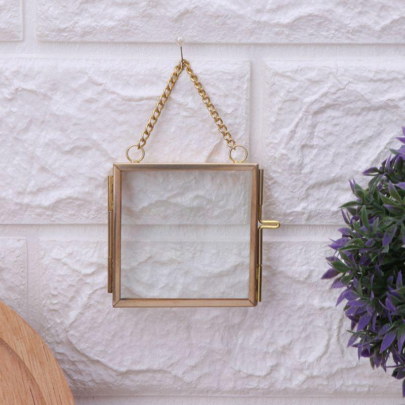 Antique bronze gift hanging picture picture glass metal picture frame vintage holder hanging picture frames home decor gift
