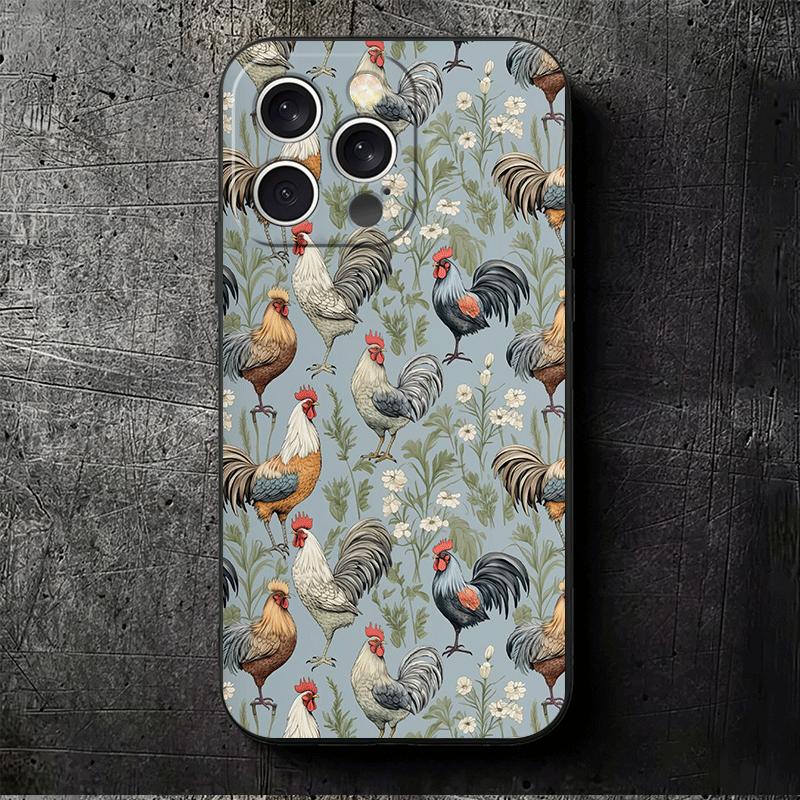 Мягкий чехол для телефона с изображением курицы, несушки, петуха для iPhone 16 16E 17 Air 15 Pro Max 14 Plus 13 Mini 11 12 7 Черный чехол Задняя крышка
