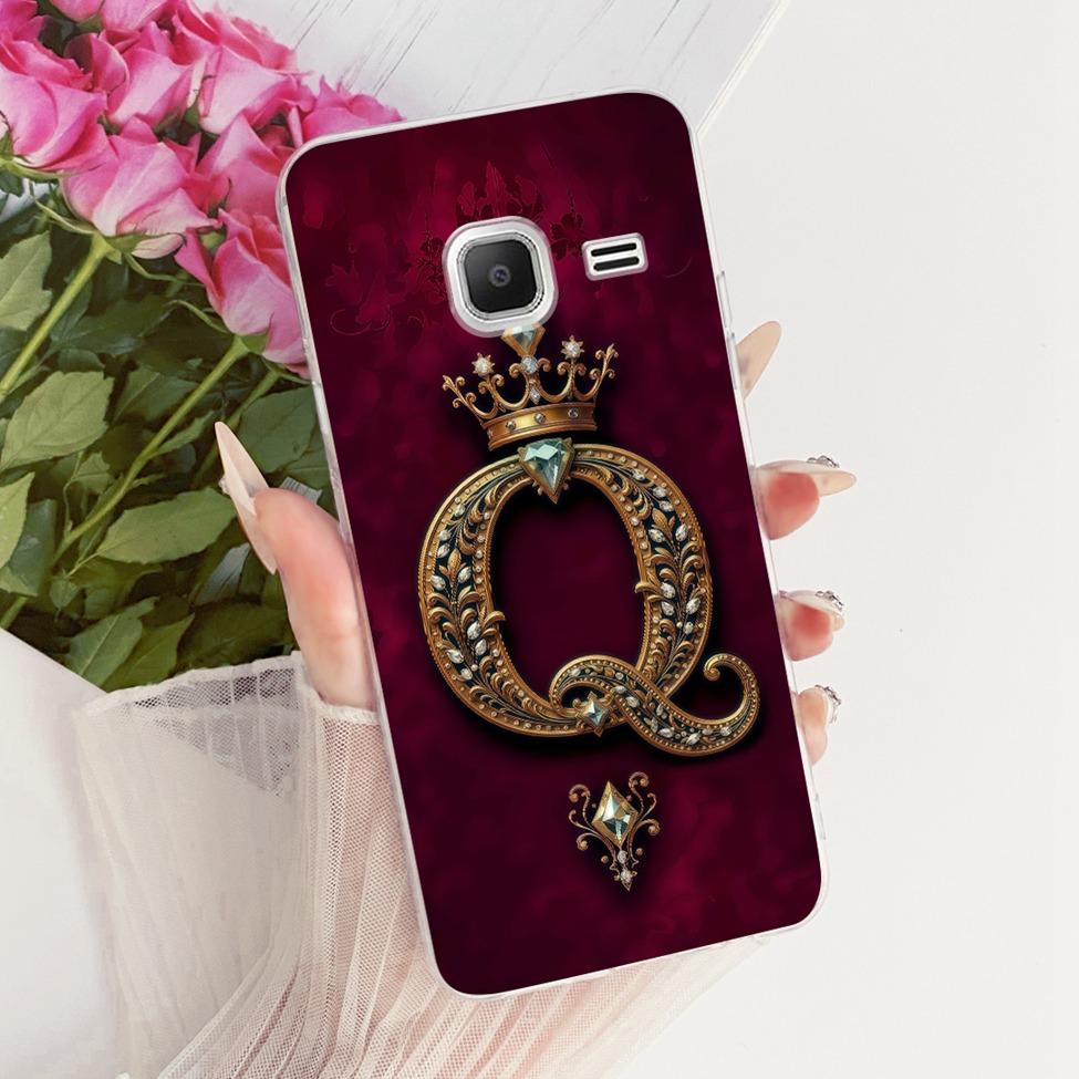 Прозрачный чехол-крышка для Samsung J1 mini, роскошная корона, буква от A до Z, 2D-рисунок, мягкий корпус для Samsung Galaxy J1 mini SM-J105B SM-J105H