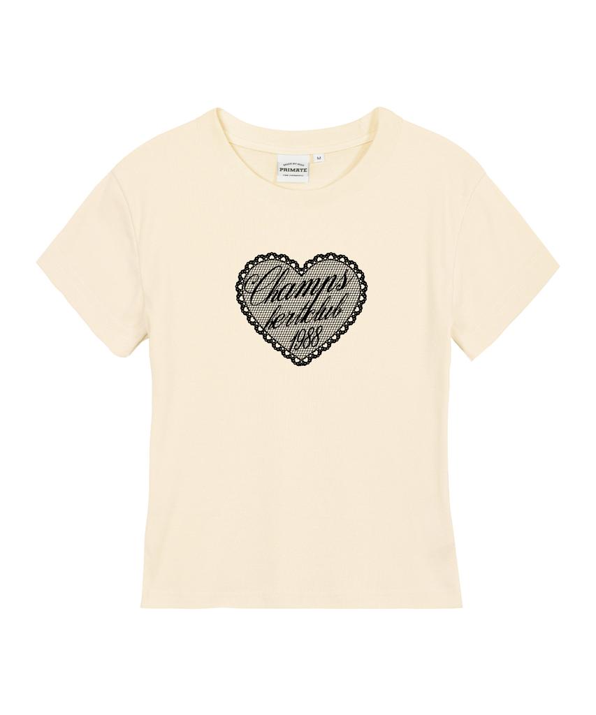BORN CHAMPS [5 цветов] Женская облегающая футболка с коротким рукавом B Lacy Heart Club B25St85