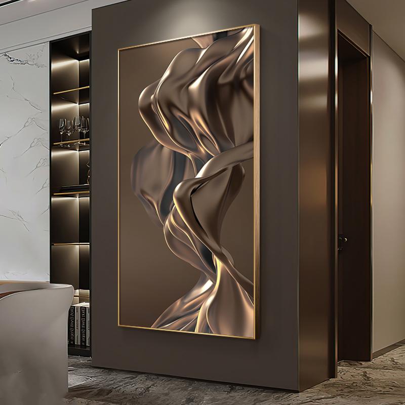 Abstract Silk Streamers Canvas Painting Wall Art Green White Luxury Ribbon Posters and Prints for Porch Home Wall Decoration