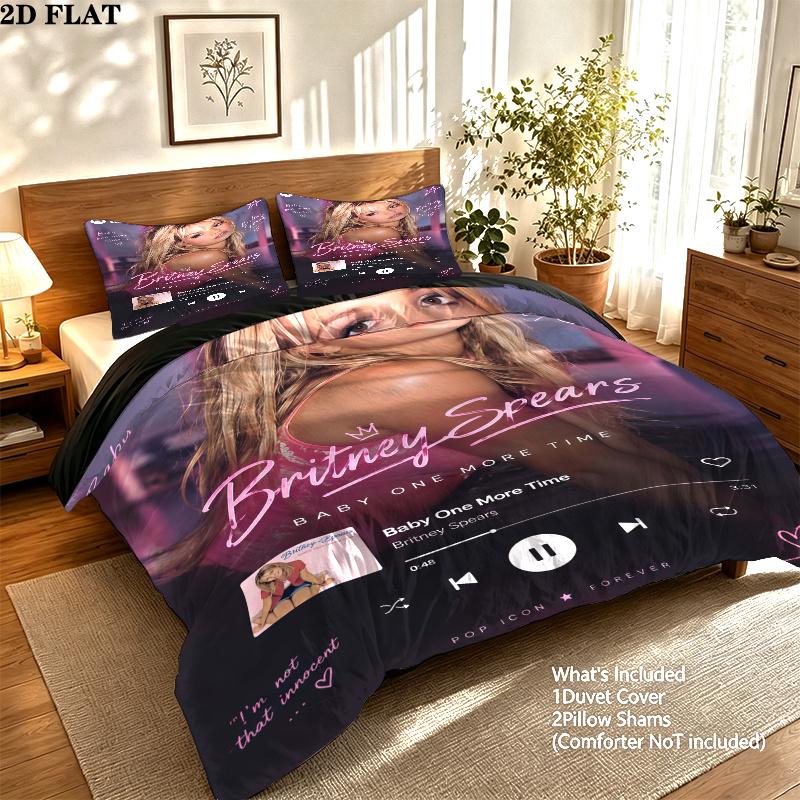 Britney Spears Pattern Bedding Set Quilt Cover Pillowcase Home Decor Gift (1 * duvet cover + 2 * pillowcase, without core)
