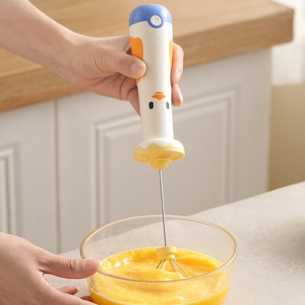 Cartoon Milk Frother Rechargeable Egg Beater Kitchen Gadgets USB Wireless Electric Whisk Baking