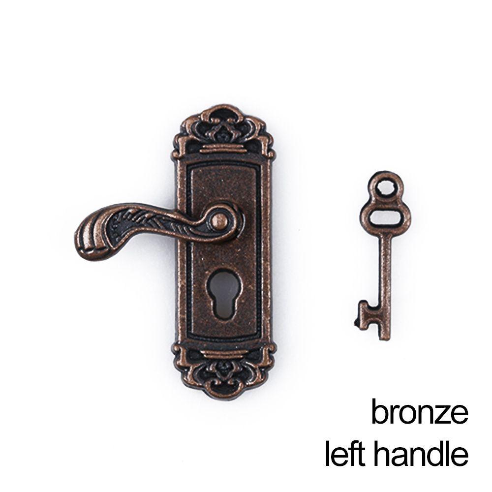 Style Keyhole Plate Dollhouse Lock Key Set Miniature Door Handles Brass Knobs Mini Furniture Pull