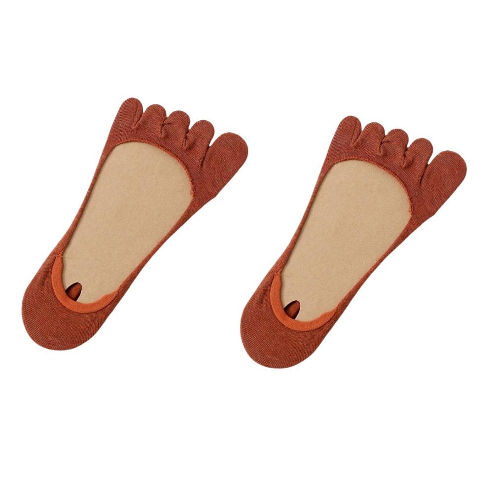 2Pcs Anti Slip Five Finger Socks Thin Five Toe Socks All Match Invisible Socks Womens  Low Cut Shoes