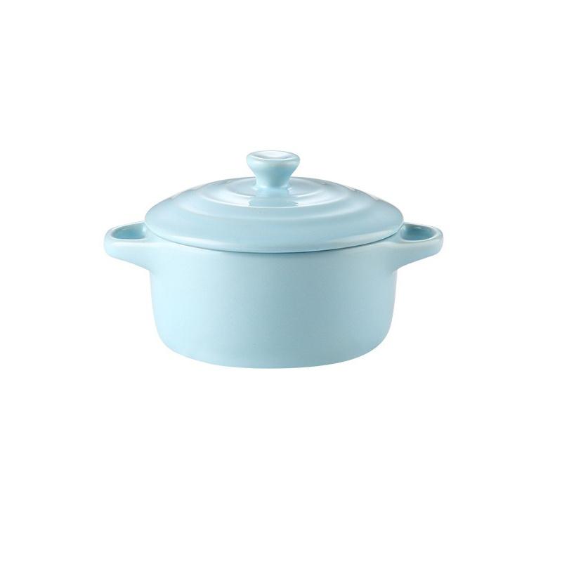 Керамическая миска с двумя ручками Мини-керамическая глазурованная миска для запекания с крышкой Миска для завтрака, пудинга из яиц на пару, супа Миски для супа Микроволновая печь