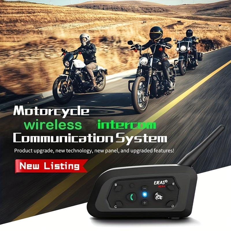 Motorcycle Helmet Intercom 1500m 6 Riders System - HD Sound Quality with Noise Reduction and Bluetooth Music Sharing