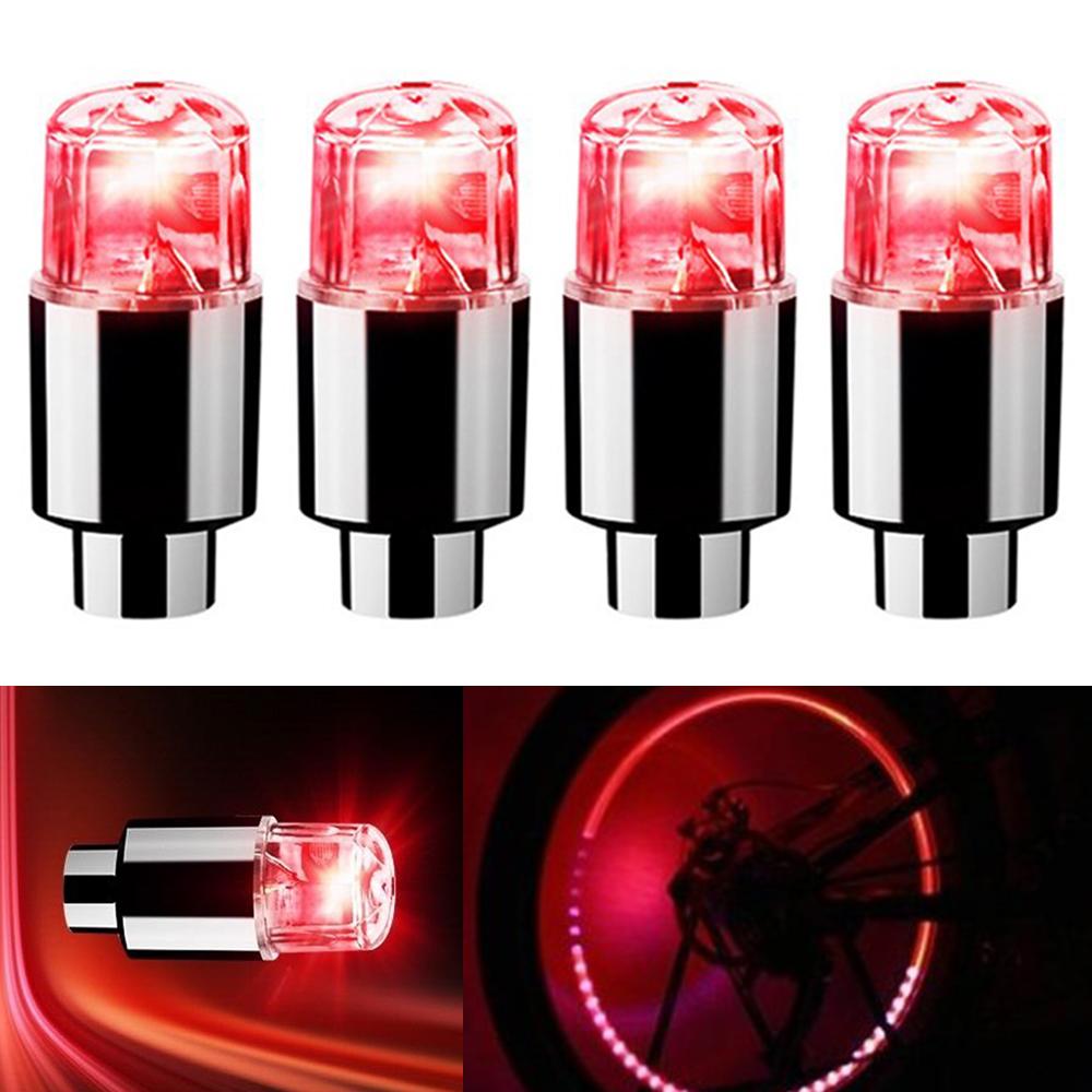 4PCS Wheel Tire LED Color Air Valve Nozzle Bicycle Motorcycle Night Wind Fire Breathing Flash Modification Accessories Hub Lamp