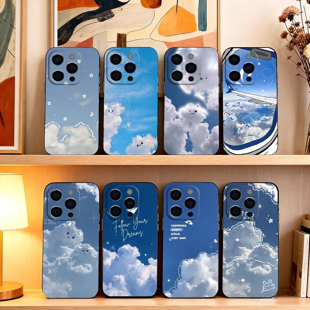 Simple Cloud Letters Pattern Phone Case Silicone Soft For IPhone 17 16 15 14 13 12 11 X XR Plus Pro Max Plus