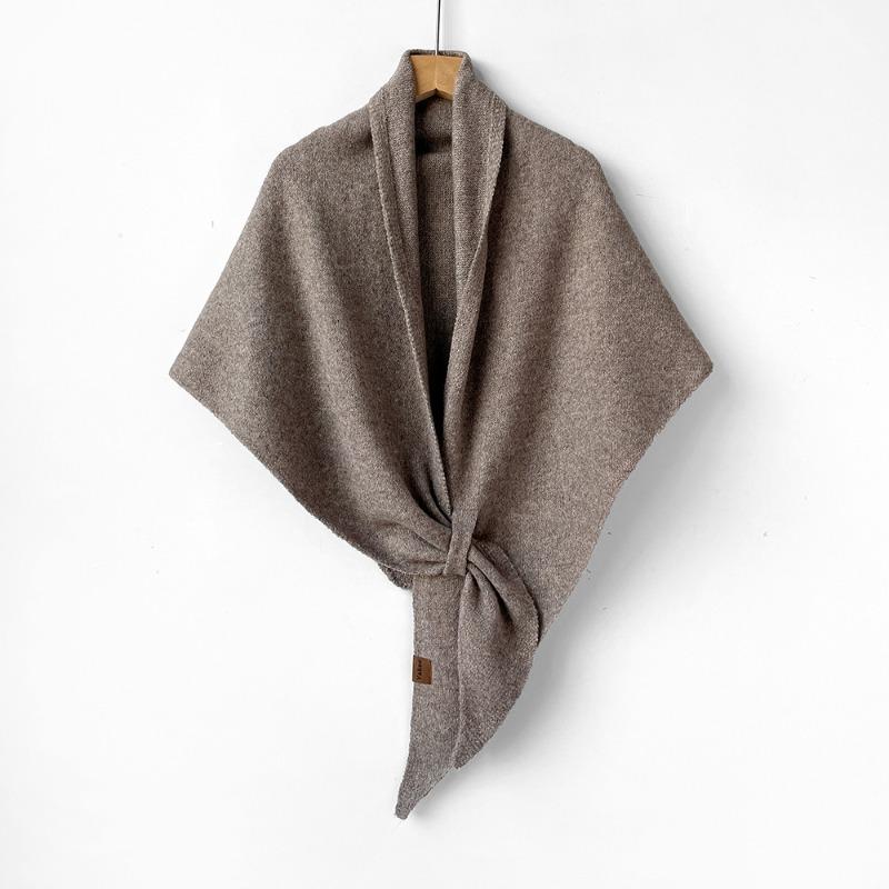 Lazy Elegant Celebrity Shawl Knitted Triangular Scarf Women's Autumn and Winter Neck Protection Warm Scarf Solid Color Shawl Air-conditioned Room