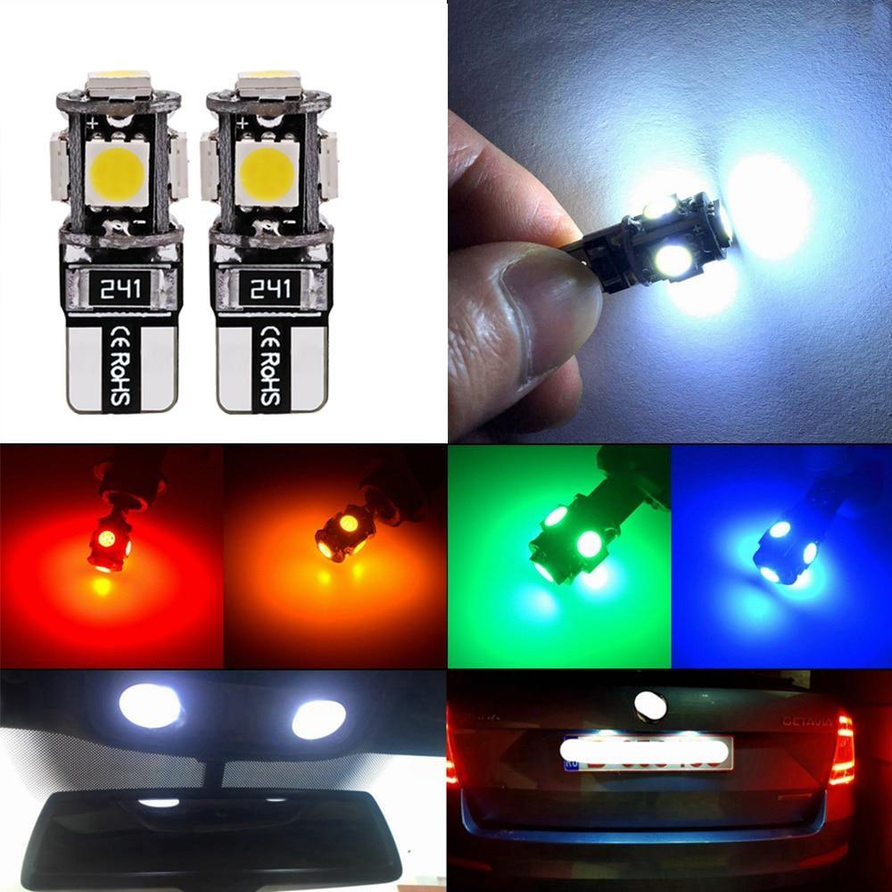 Canbus Белый Синий Красный Желтый Зеленый T10 5smd 5050 Светодиодный Автомобильный Свет W5w 194 241 Лампы с ошибками