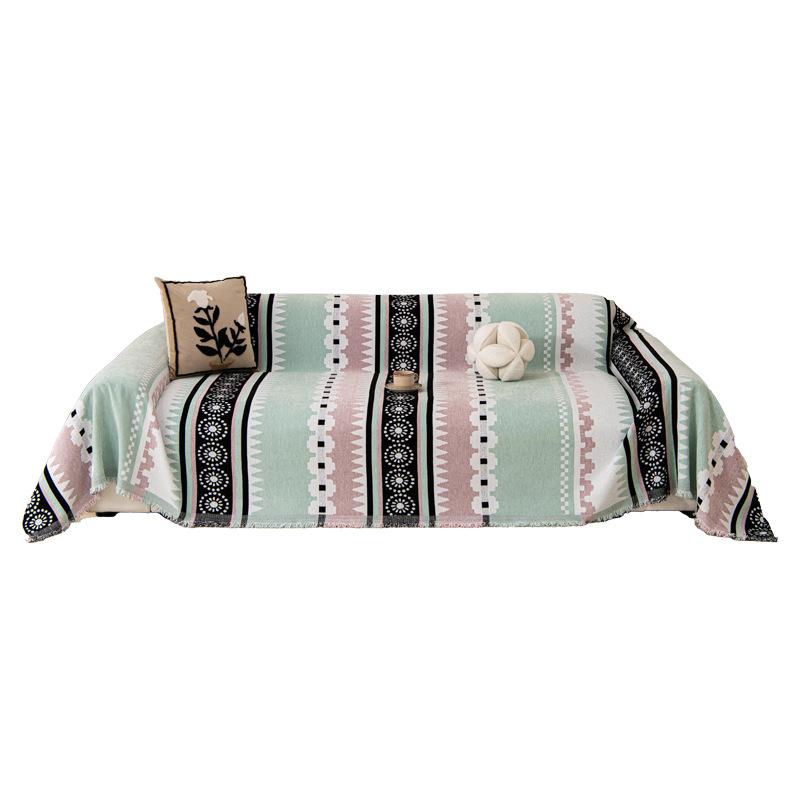 Bohemian Geometric Chenille Sofa Cover Throw Blanket Slipcovers