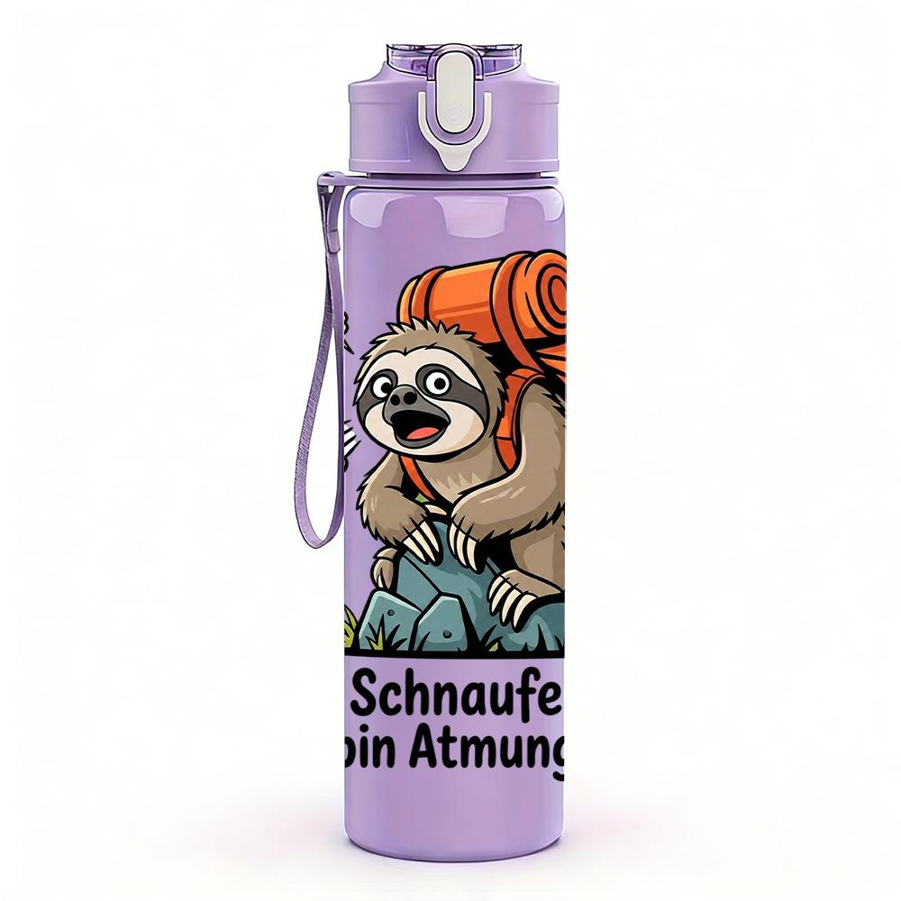 1PC Backpack Sloth German Quote Graphic,750ml Color Plastic Sports Water Bottle,Leakproof Flip Straw Lid,Suitable for Sports Office Home Use