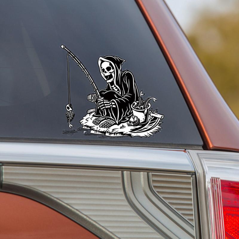 DS65#14X15см Я никогда не прекращу рыбалку скелет наклейка на машину бампер грузовик виниловая наклейка