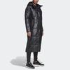 adidas Женская черная хлопковая куртка средней длины с капюшоном и объемными перегородками DZ1486