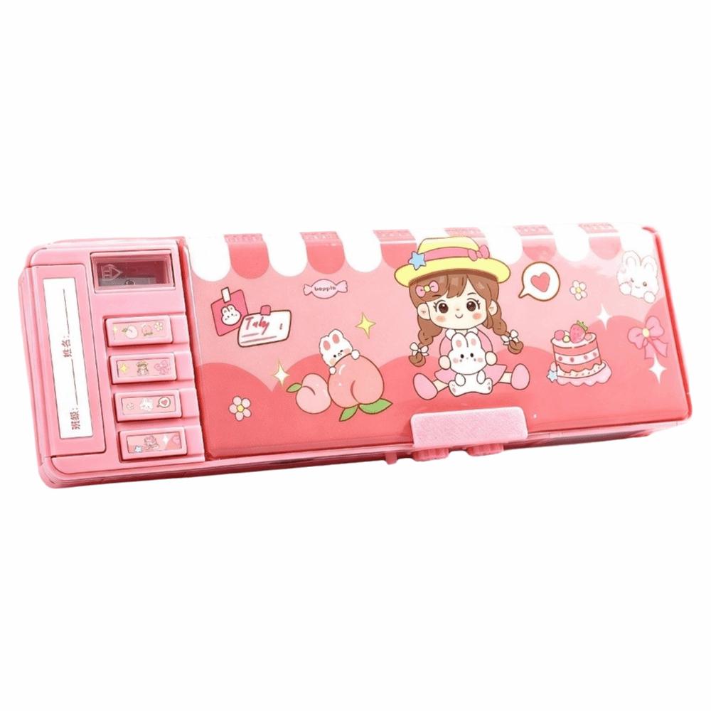 Large Capacity Pencil Case Password Lock Stationery Organizer Cartoon Stationery Box  Kids