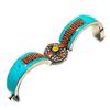 Браслет-манжета ручной работы из тибетской бирюзы и коралла, регулируемый D8B06