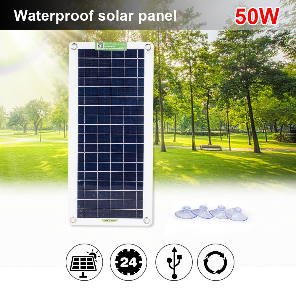 50W Solar Panel Kit 12V USB Charging Solar Cell Board Controller Portable Waterproof Solar Car Lighter For Phone RV Car Charge