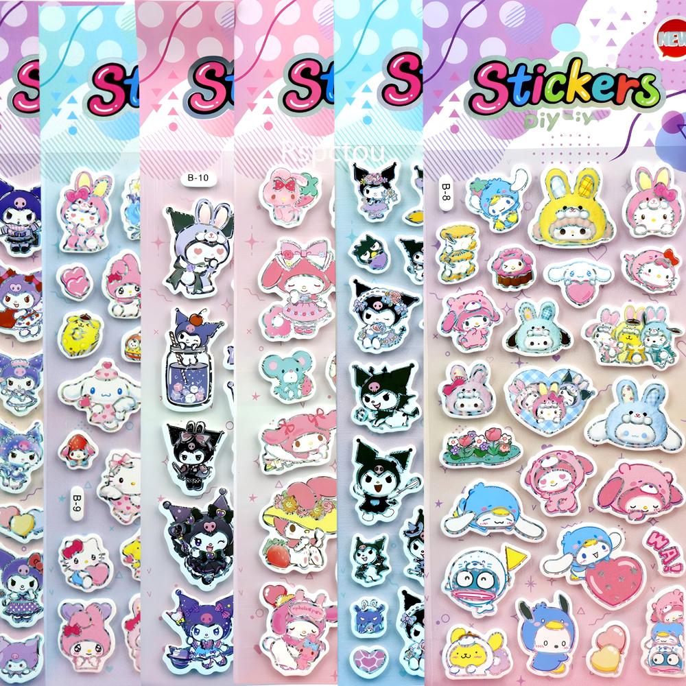 Kawaii Sanrio 3D Puffy Stickers Cute Anime Kuromi My Melody Cinnamoroll Bubble Sticker Decorative Luggage Laptop Decals Toy Gift