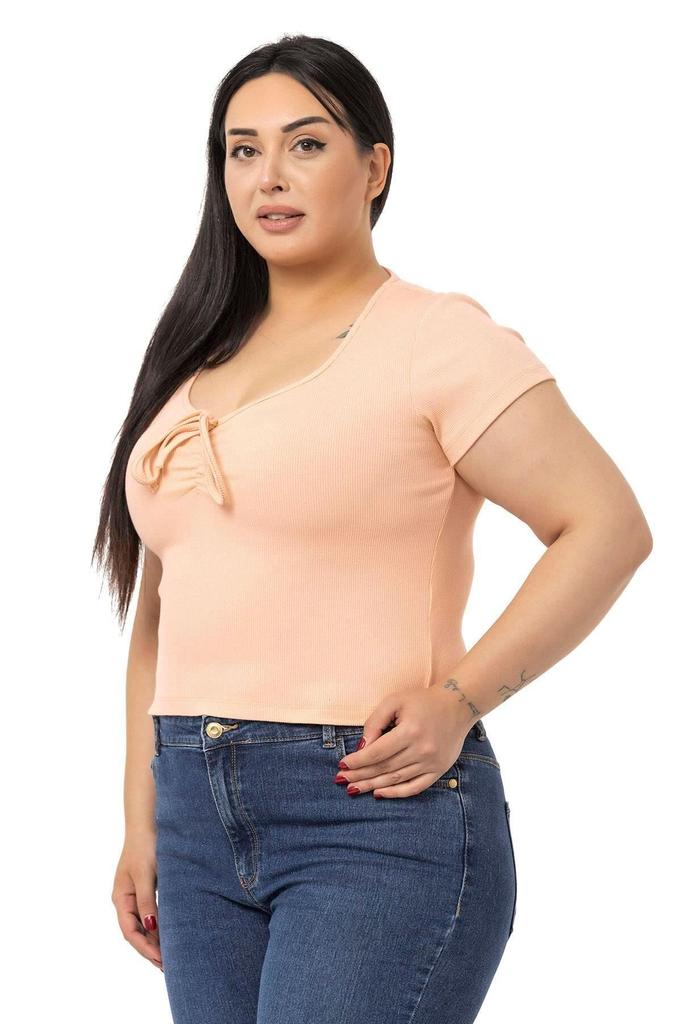 Women's Style Big Size Body Plus Size Half Sleeves Camisole Green Bodysuit With Lace Detail On The Chest