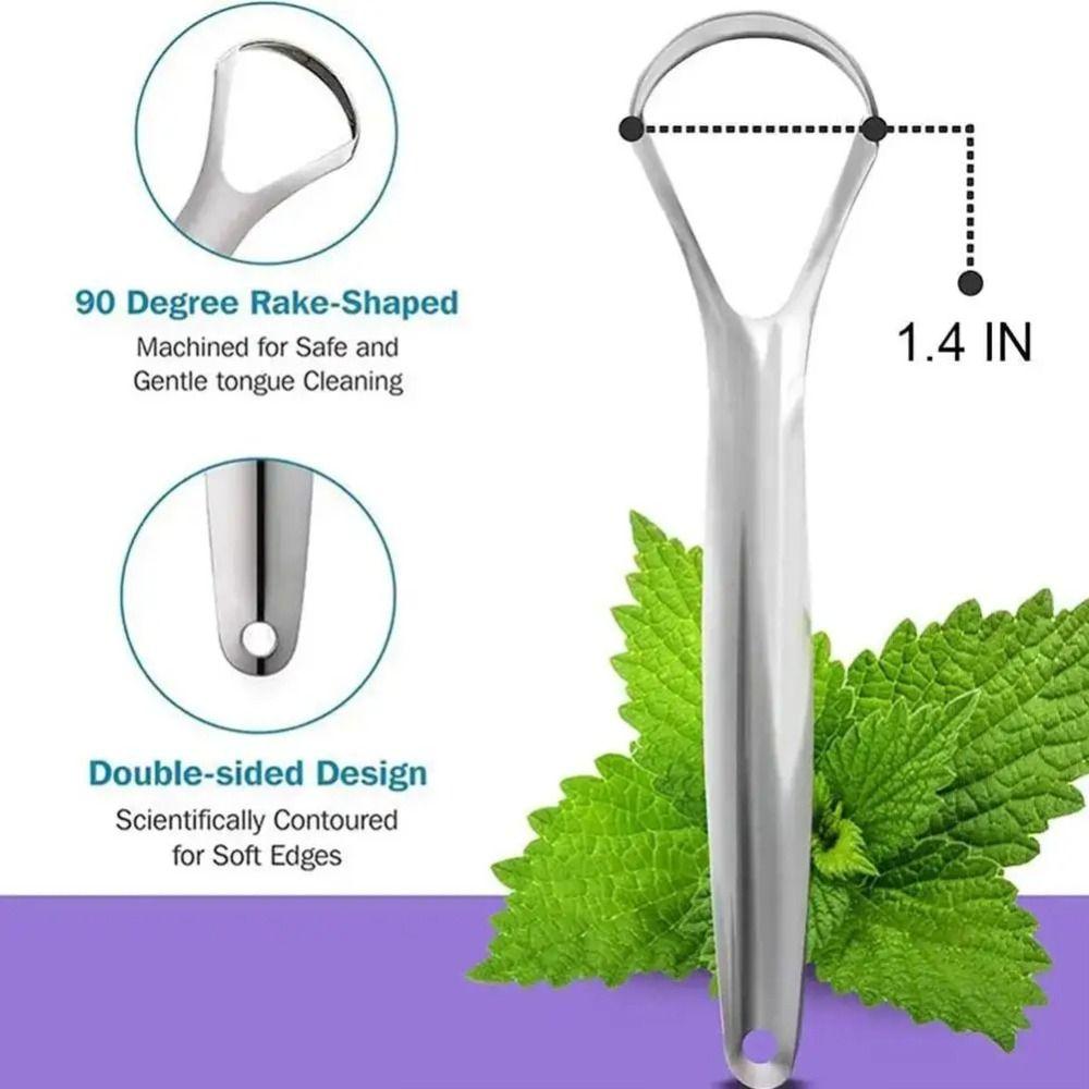 Stainless Steel Halitosis Clean Silver Tongue Scraping Brush Portable Tongue Scraper Women Men
