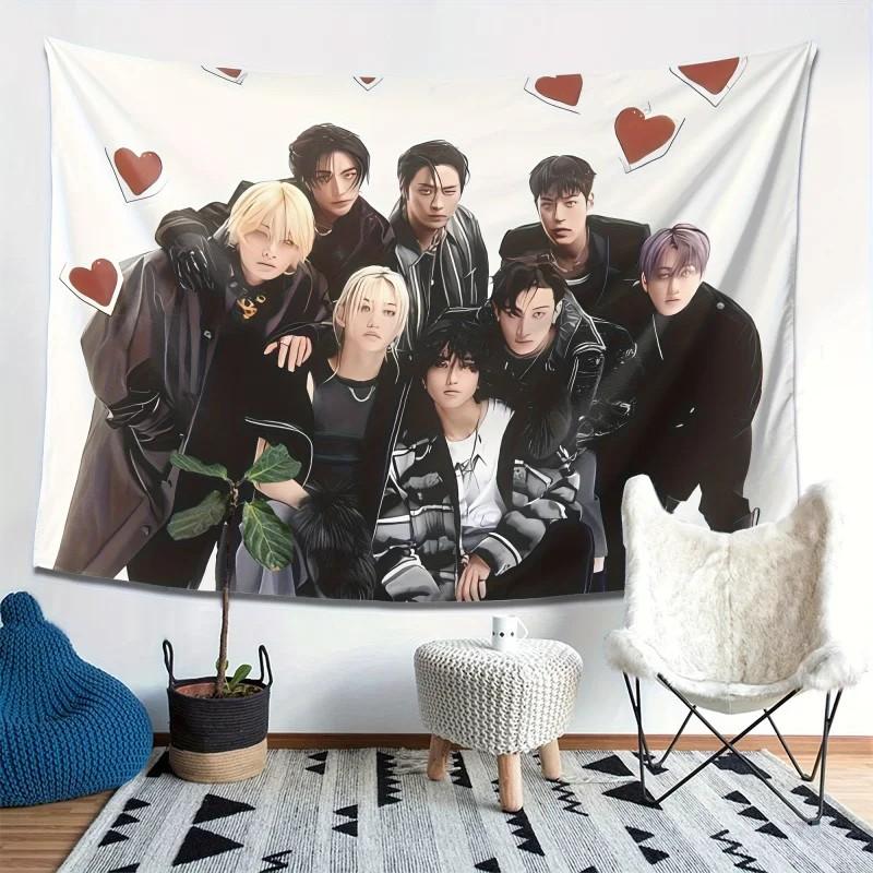 Stray Kids K-pop Group Tapestry Love Members Group Photo Wall Hanging for Bedroom Living Room Star Chasers Background Cloth