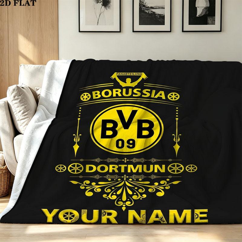 1PC Borussia Custom Name Patterned Flannel Blanket Suitable For All Seasons for Home Decor Warmth and Comfort Gifts Holiday Present