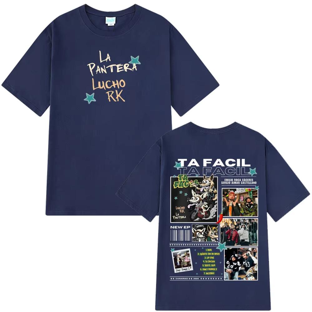 Ta Facil New Album 2025 La Panter Lucho Rk Fashion Print Tees Men's Women Harajuku Hip-hop T-shirts Loose Casual Cotton T-shirts