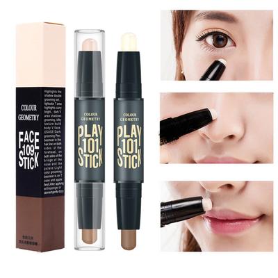 Хайлайтер с двойной головкой Concealer Stick для маскировки следов прыщей, темных кругов под глазами, контуринга, осветляющего консилера Shadow Stick, водостойкого студенческого макияжа