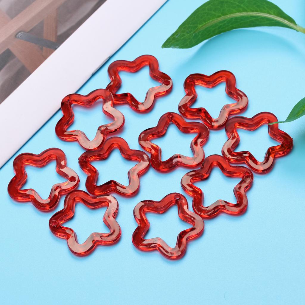 Creative Charms 10Pcs Handmade 30mm Star Loose Beads for Bracelet Earring Making Transparent Material Fashion Acrylic Pentagonal Pendant Beads