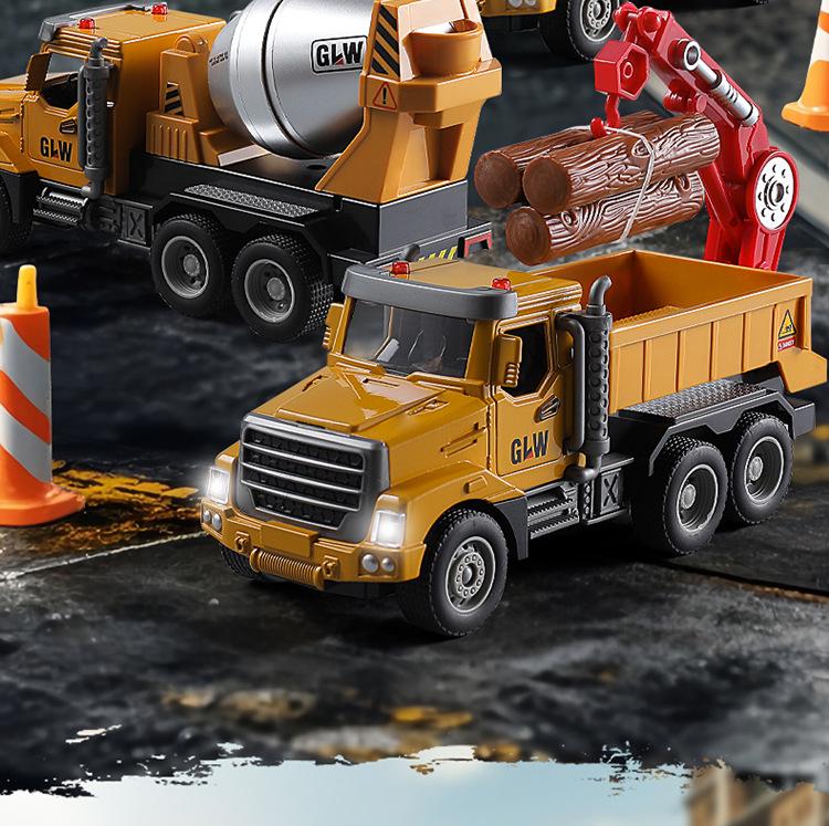 Douyin Alloy Children's Crane & Excavator: Inertial Sound & Light Mixer Truck Model