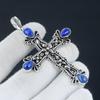 Lapis Lazuli Gemstone Pendant Lapis Lazuli Natural Gemstone Handmade 925 Sterling Silver Cross Pendant For Gifts Pendant For Women Jewelry