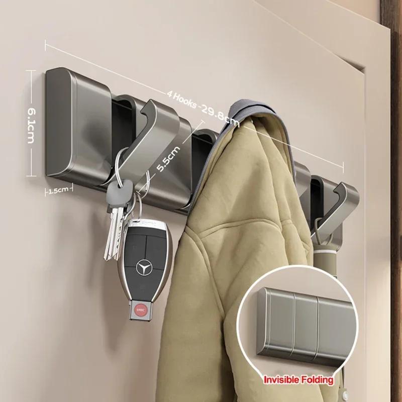 Алюминиевый невидимый складной креативный крючок для переноски сумок, крючок для подвешивания полотенец, складные крючки, настенный крючок, вешалка для одежды, настенное крепление