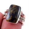 Natural Pietersite Gemstone 925 Solid Silver Jewelry Two Tone Ring Size 7US f3P85