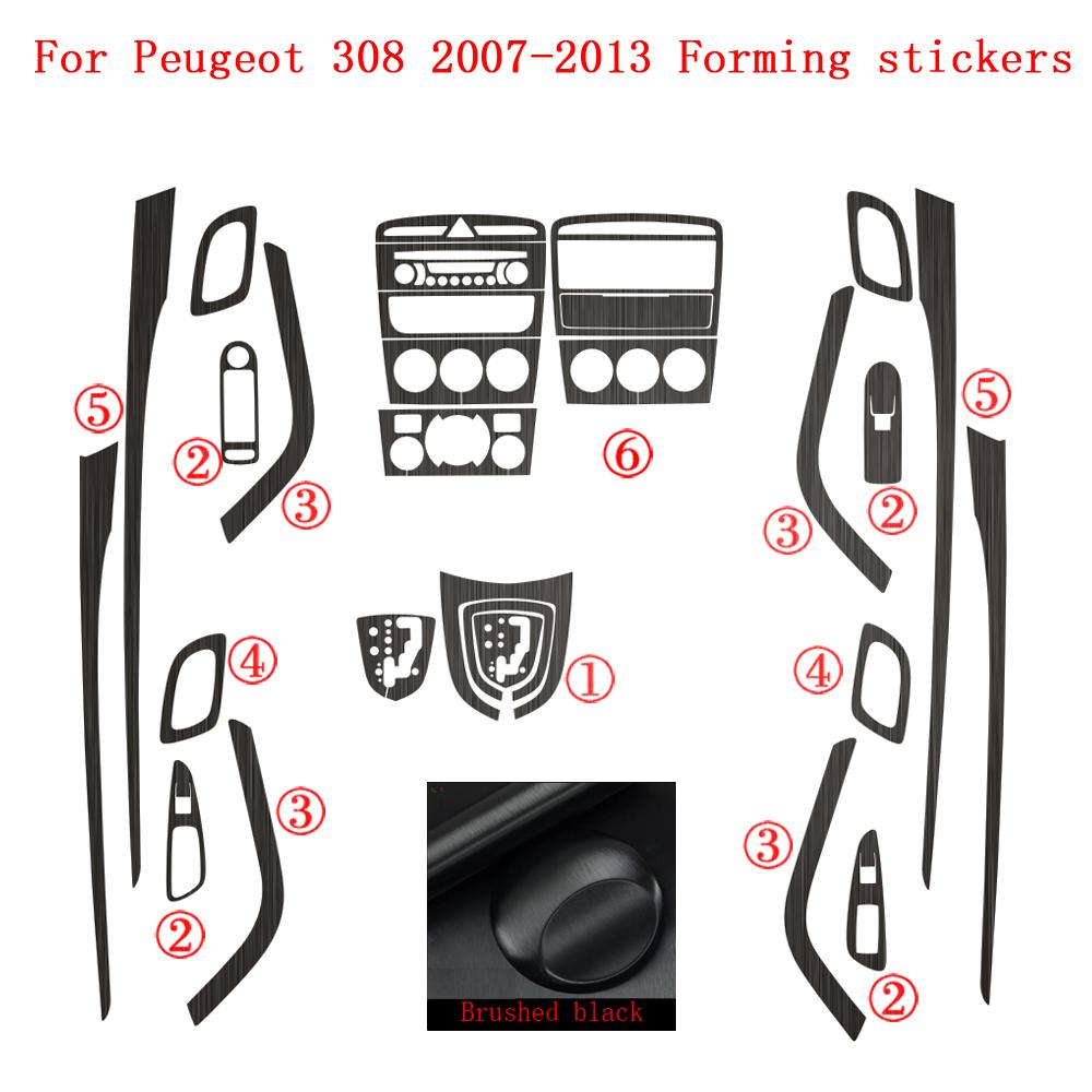 Car-Styling Carbon Fiber Car Interior Center Console Color Change Molding Sticker Decals For Peugeot 308 2007-2013