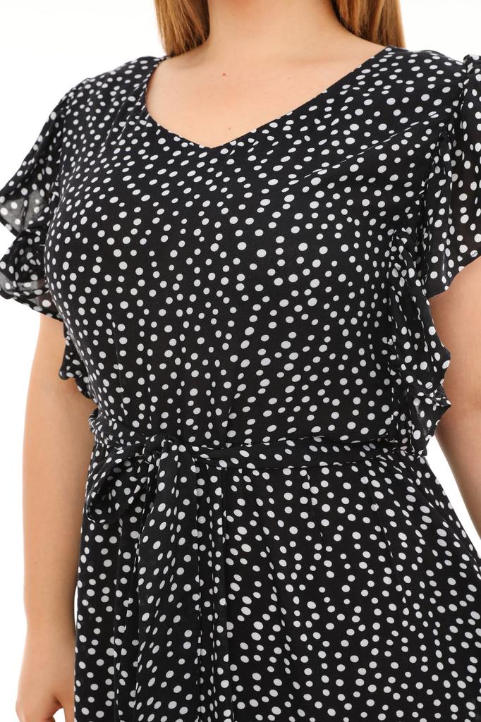 Женское платье большого размера, длинное вискозное платье с воланами, рукавами и круглым вырезом, поясом и цветочным узором