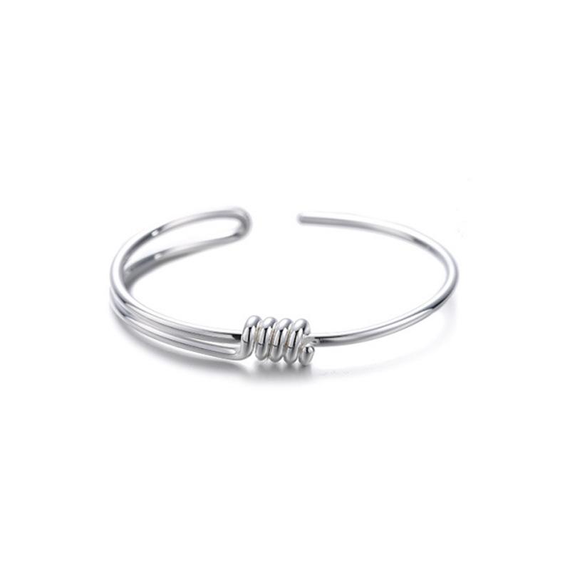 Real Shot S999 Foot Silver Niche Design Threaded Bracelet for Women, Geometric Simplicity, High-end Feeling, Silver Bracelet Bracelet, Trendy